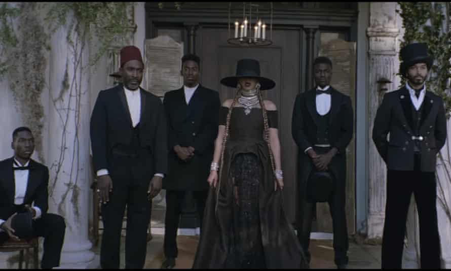 Beyoncé seen in regional-specific clothing during her video for her new single, Formation.