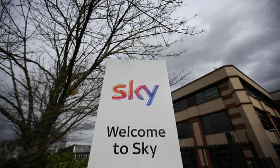 The entrance to pay-TV giant Sky Plc’s headquarters in Isleworth, west London.
