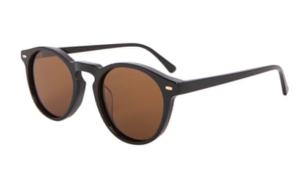 John Lewis Round Polarised Sunglasses, Dark Brown