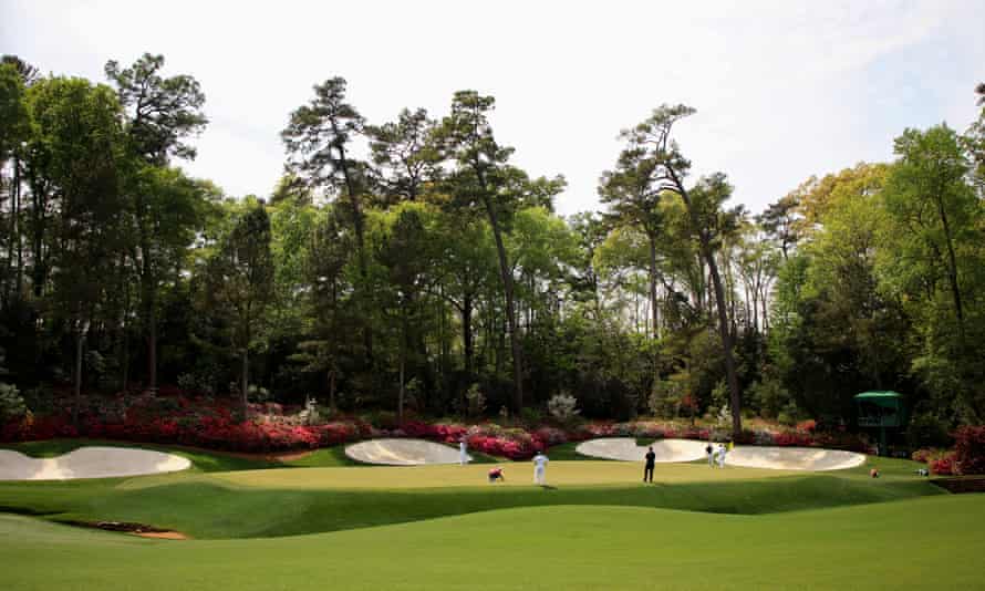 Rory McIlroy, Xander Schauffele and Jon Rahm saw their putts on the 13th green during the first round of the 2021 Masters.