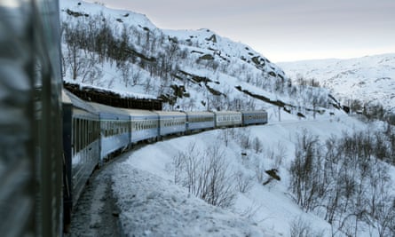 A train on the Iron Ore Line near Kiruna.