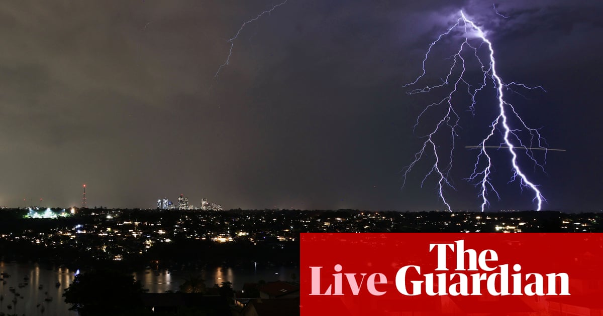 Australia news live: Covid-stricken Albanese promises ‘no actual delay’ on energy action; Sydney’s spectacular electrical storm