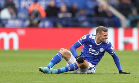 Jamie Vardy sustained the knee injury a month ago during a Premier League victory against Leeds.