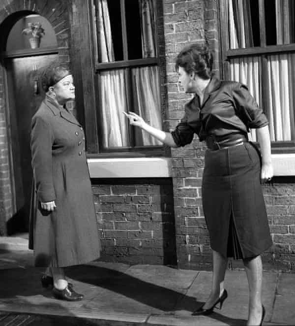 Violet Carson (Ena Sharples) and Pat Phoenix (Elsie Tanner) on Coronation Street in the early 1960s.