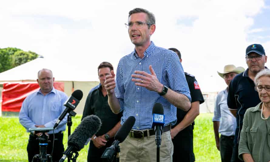 Premier Dominic Perrottet speaks to the media in Lismore
