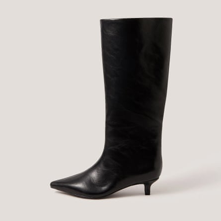 Black knee high kitten heel boots