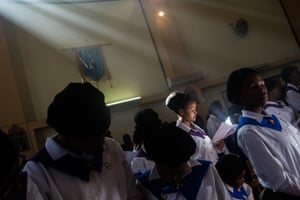 Boitumelo More sings a hymn during Sunday mass at the St Paul’s Anglican church in Jabavu, Soweto