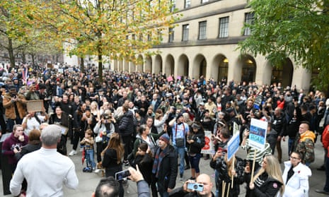 Anti-mask protesters in Manchester, 8 November.