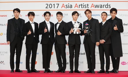 Members of EXO attend the 2017 Asia Artist Awards in Seoul.