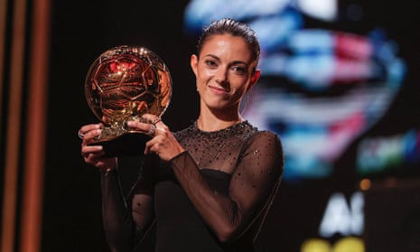 Barcelona's midfielder Aitana Bonmati receives the 2023 Woman Ballon d'Or award.