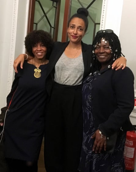 Busby (left) with authors Zadie Smith (centre) and Smith’s mother, Yvonne Bailey-Smith