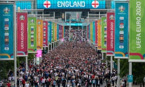Fans leaving Wembley after the Engand v Germany match on Tuesday.