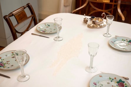 Close up of place settings at a dinner table