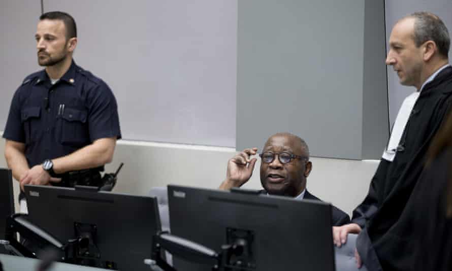 The trial of former Ivory Coast president Laurent Gbagbo, centre, began in the Hague last week.