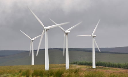 Wind turbines near Douglas, Scotland.