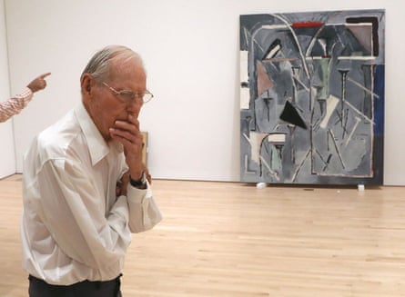 Thiebaud curates paintings for SFMOMA’s collection in San Francisco, California in 2018.
