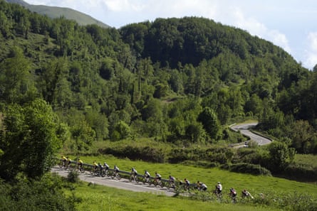 The peloton on the road to Cosenza during stage four of the Giro