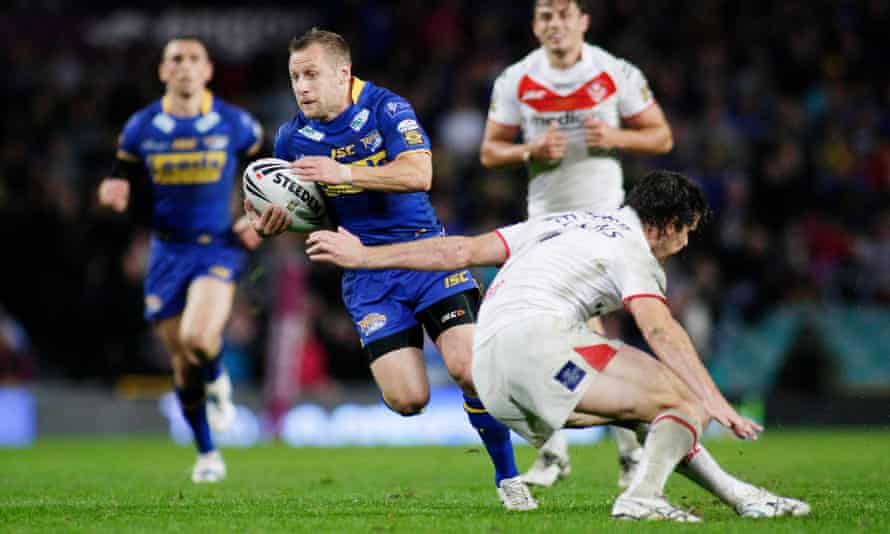 Rob Burrow sidesteps past Paul Wellens on his way to a memorable try in Leeds Rhinos’ Grand Final win in 2011.
