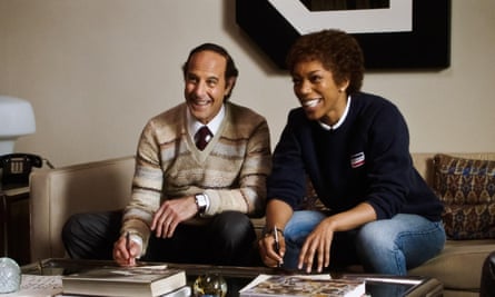 Stanley Tucci as record boss Clive Davis, with Naomi Ackie as Whitney.