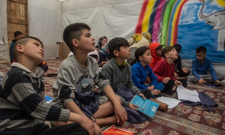 A school for camp children run by the Wave of Hope NGO in Mytilene, the capital and port of the Greek island of Lesbos.