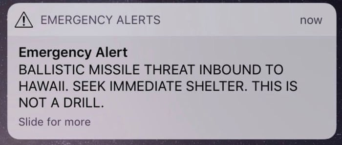 Hawaii ballistic missile false alarm results in panic | Hawaii | The  Guardian