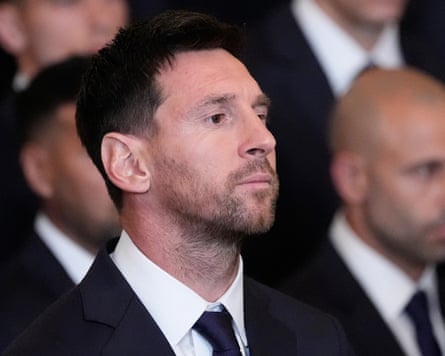 Lionel Messi listens as Donald Trump speaks at the White House, 5 March 2026.
