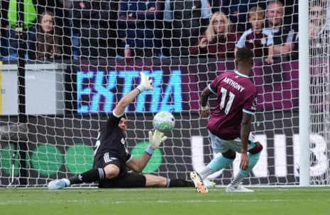 Burnley's Jaidon Anthony scores.