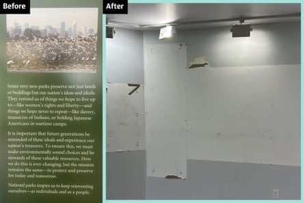 A panel at the Jamaica Bay wildlife refuge center in New York City that referenced slavery, the genocide of Native Americans and the wartime incarceration of Japanese Americans was removed. Detail on removal