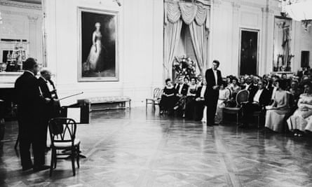 Pablo Casals (1876-1973) performs the Cello Suites in front of president John F. Kennedy and Jackie Kennedy at the White House, 24 November 1961.
