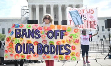 Abortion activist outside the supreme court