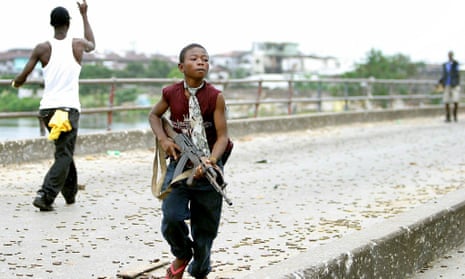 A Liberian child soldier in Monrovia in 2003