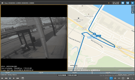 Screengrab has two images, one an overhead shot on someone lying on the ground in a bus shelter, and the other a Google-type map of an area of a city next to a river.