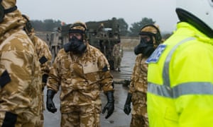 Members of the Royal Tank Regiment prepare for deployment in Salisbury city centre.