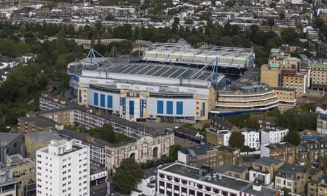Stamford Bridge with the Sir Oswald Stoll Mansions (centre left) in west London