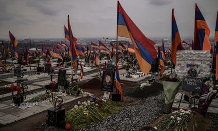 Graves at a military cemetery in Yerevan