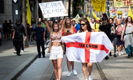 Sign of the times: a Rally for Freedom in Manchester, on 24 July.