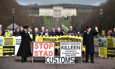 A protest outside Stormont against Brexit and its possible effect on the border between Northern Ireland and the Republic