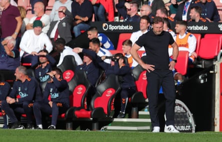Ralph Hasenhüttl looks anxious during his Southampton side’s defeat