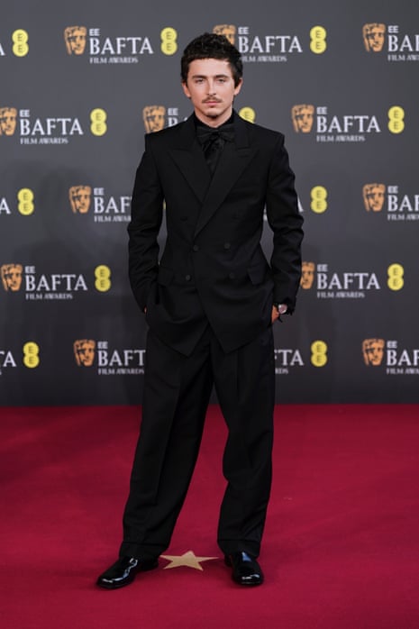 Timothee Chalamet arrives to the 2026 Bafta awards.