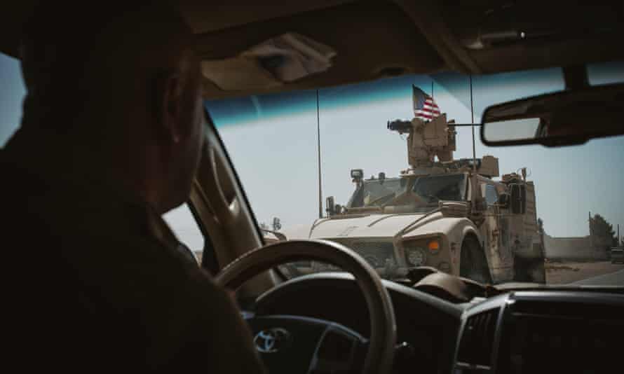 An American military vehicle on patrol in Deir ez-Zor province.