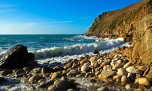Stony beach and cliffs porth nanven