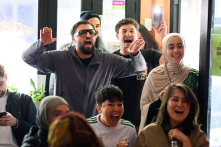Excited fans during nan tense match.