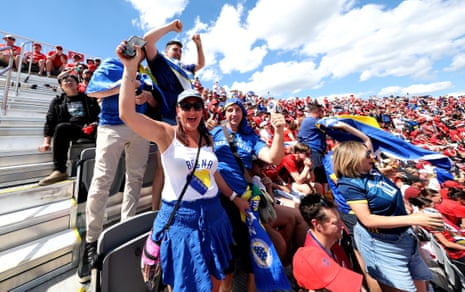Bosnia and Herzegovina fans celebrate their first goal by Jovo Lukic,