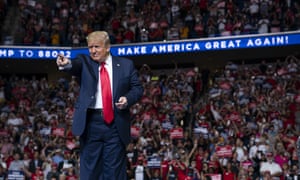 Trump at the rally in Tulsa last week, which drew condemnation from public health experts.