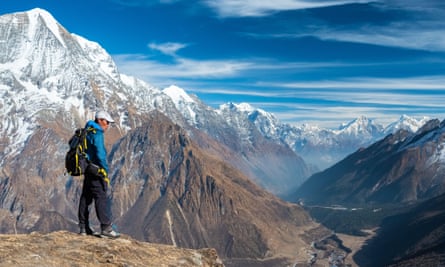 A Nepalese mountain guide on the Manaslu circuit trek.