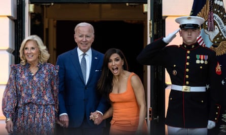 With the first lady, Jill Biden, and President Joe Biden at a screening of Flamin’ Hot at the White House, 15 June 2023.