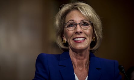 Betsy Devos Suggests Guns Be Allowed In Schools Threatened By Grizzly Bears Trump Administration The Guardian