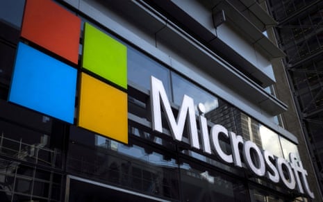 Image 2: Microsoft logo on an office building.
