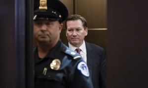 Michael Atkinson leaves a secure area in the Capitol after a day of questions about a whistleblower complaint in October 2019.