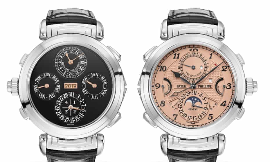 The Patek Philippe Grandmaster Chime has a reversible case with dials in rose gold and black.